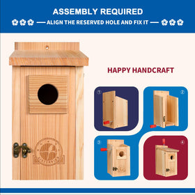 Natural cedar SISTERBIRD birdhouse, untreated wood fosters safe nesting