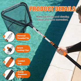 SISUPASSIE 20ft telescopic pool pole reaches distant corners.