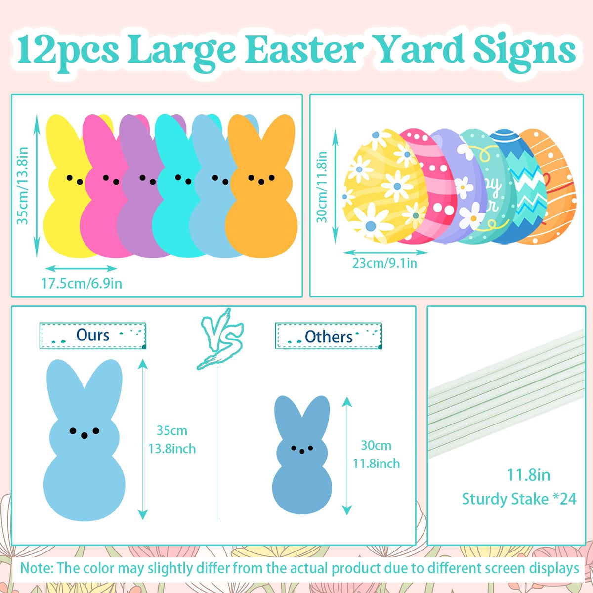 SIUNIE Easter yard signs with striped eggs and fiberglass stakes for durability