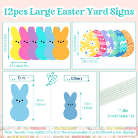 SIUNIE Easter yard signs with striped eggs and fiberglass stakes for durability