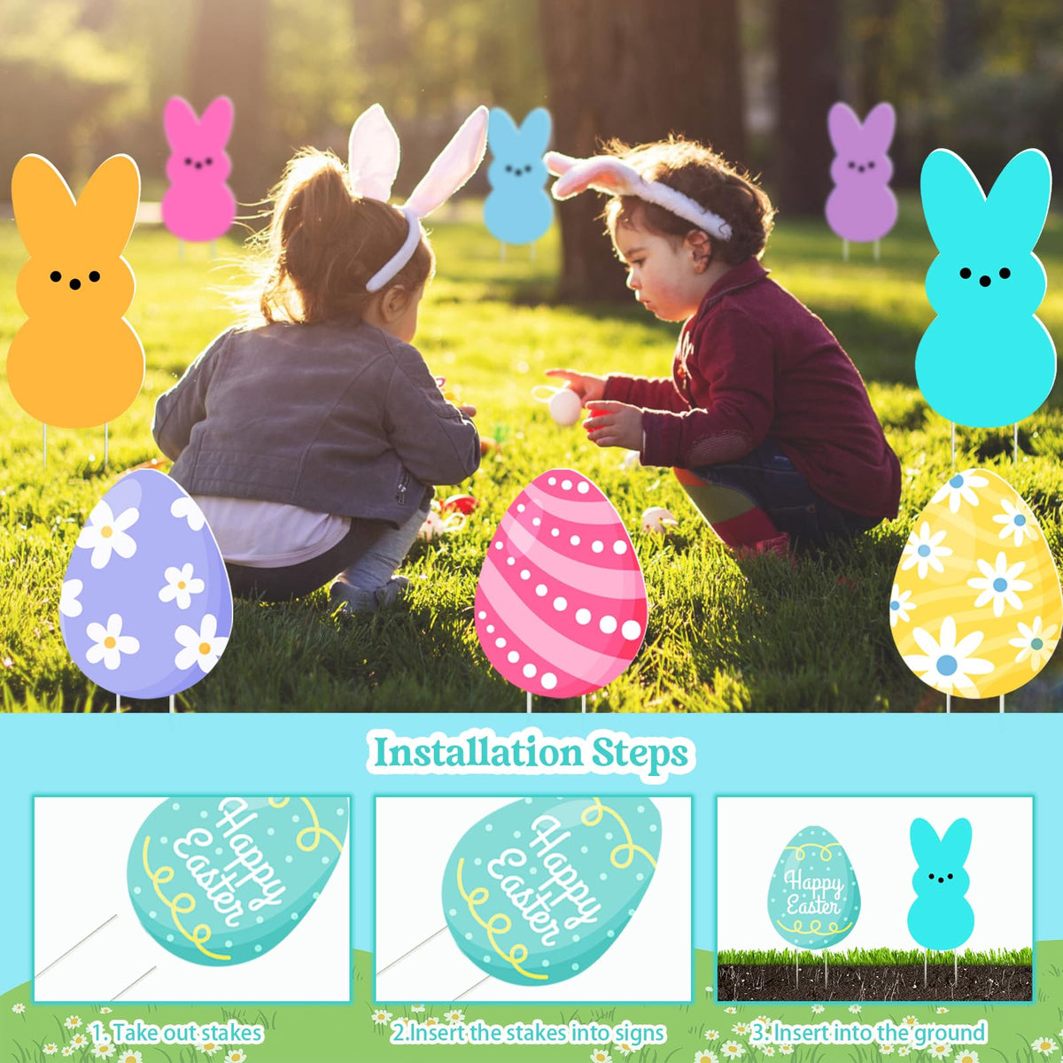 SIUNIE waterproof outdoor Easter yard decor set for celebrations