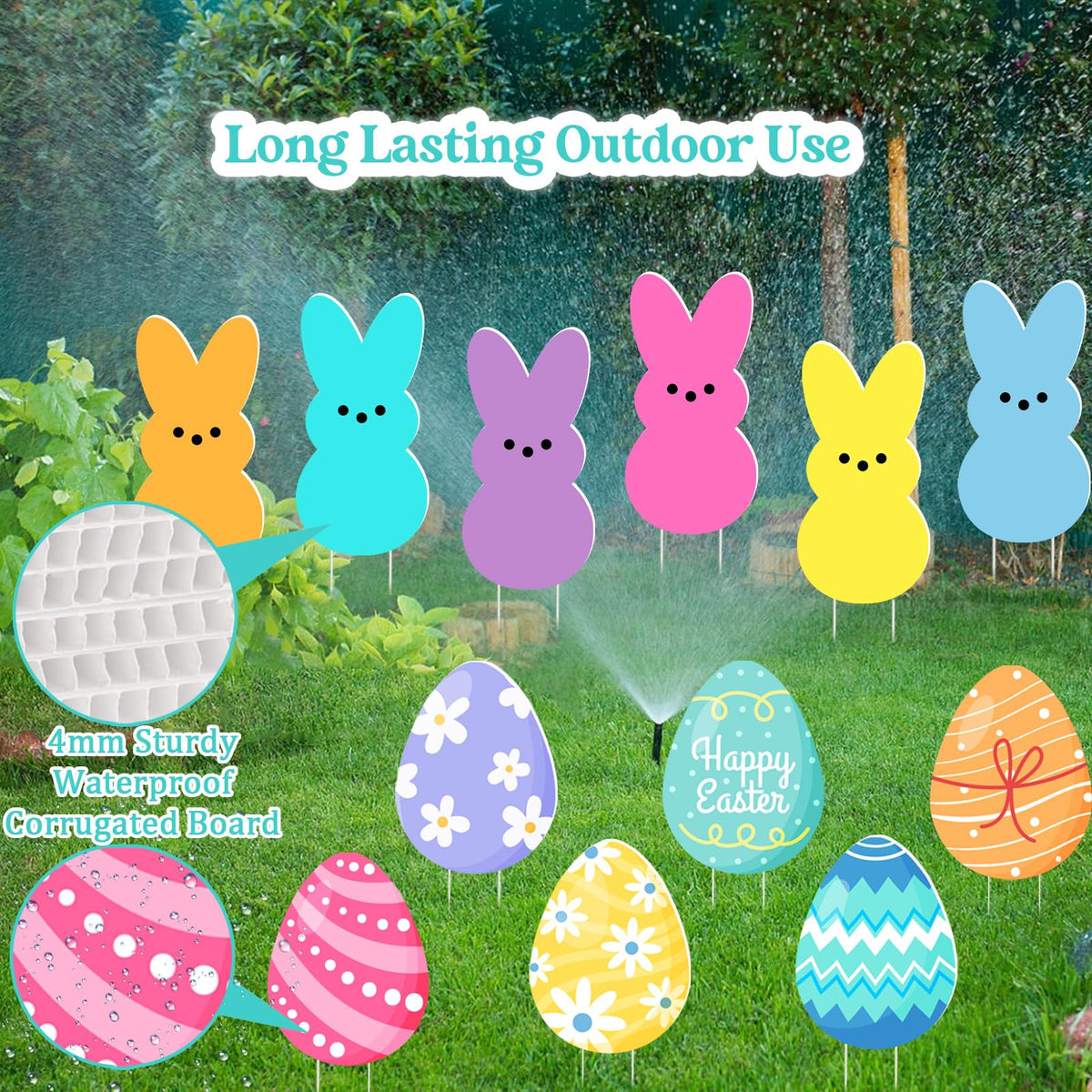 SIUNIE large bunny and egg signs easy to see from street