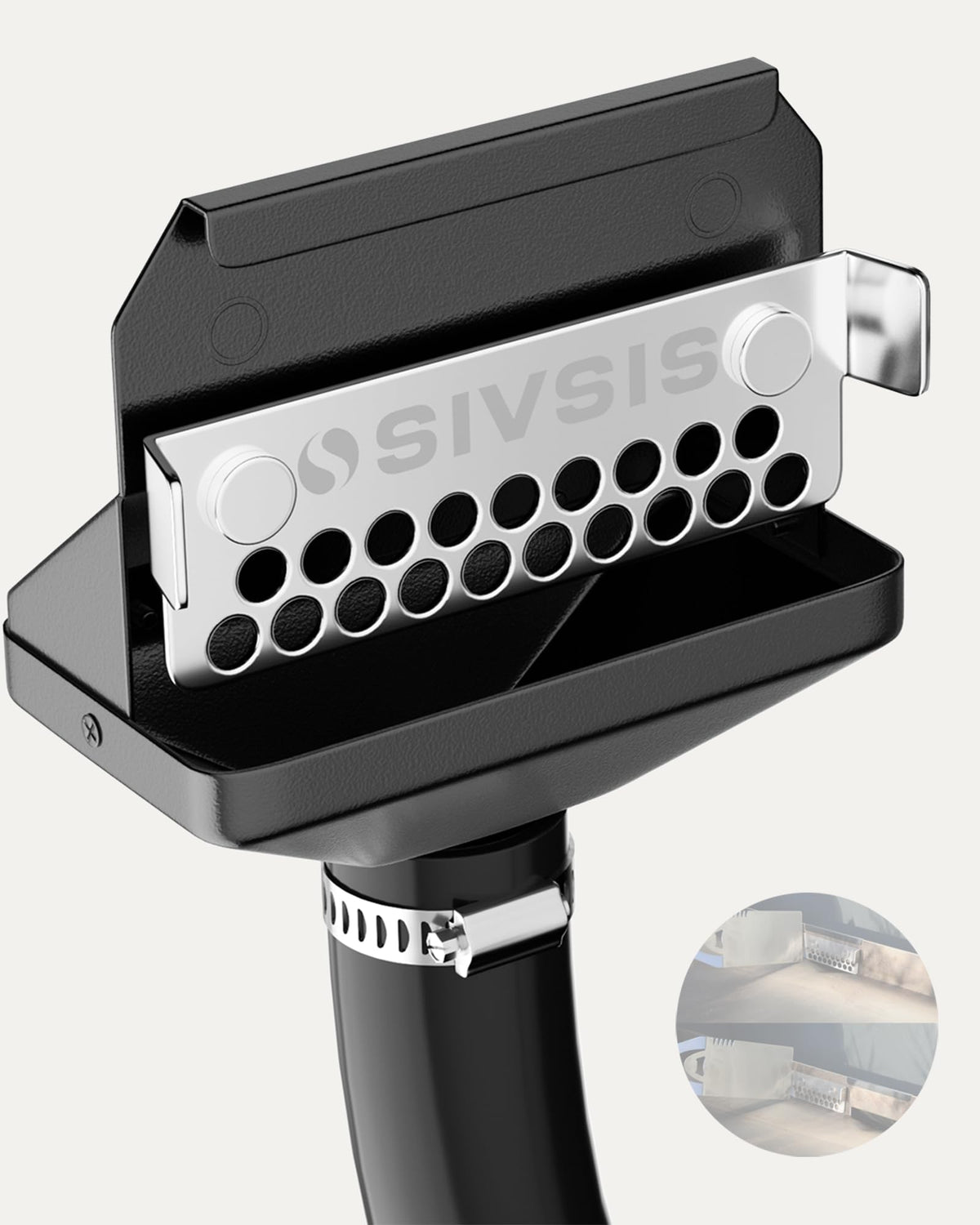Sivsis magnetic grease catcher on Blackstone, front view showing clean drainage and control