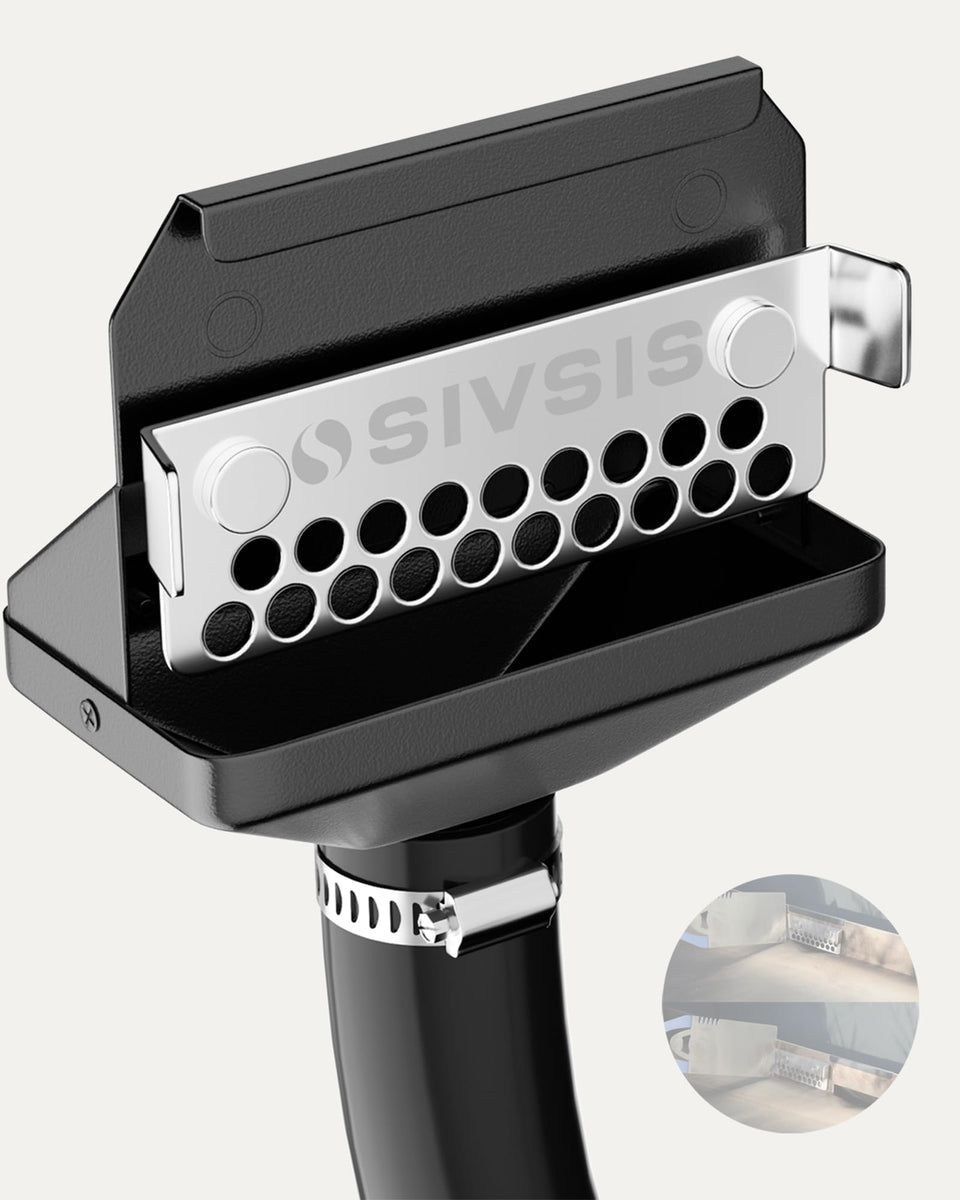 Sivsis magnetic grease catcher on Blackstone, front view showing clean drainage and control