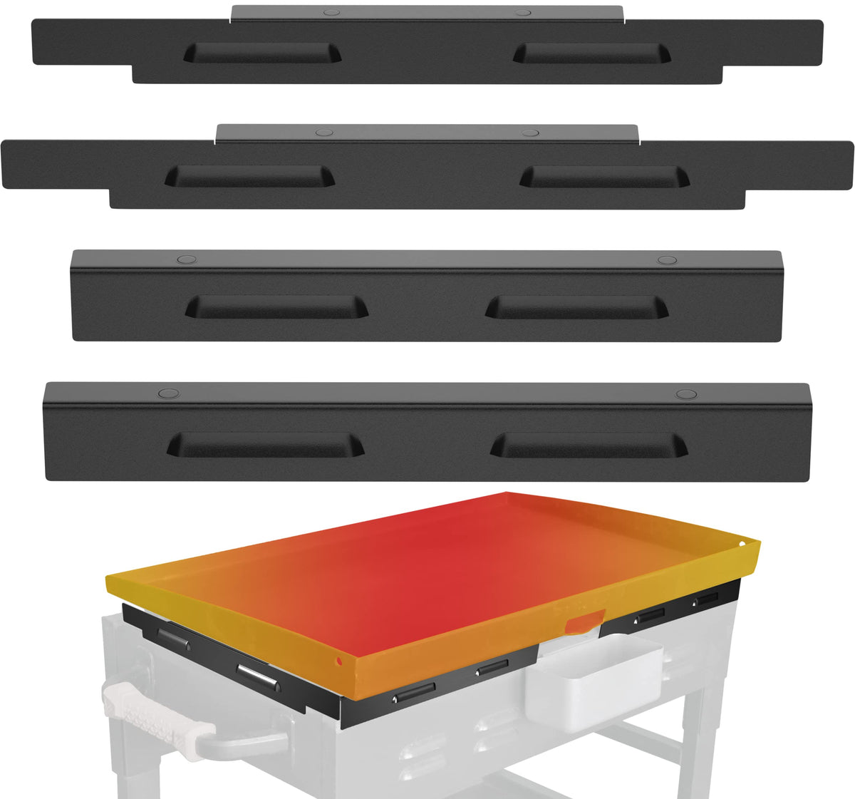 Sivsis magnetic wind guard on Blackstone 28in, front view enhances flame stability.