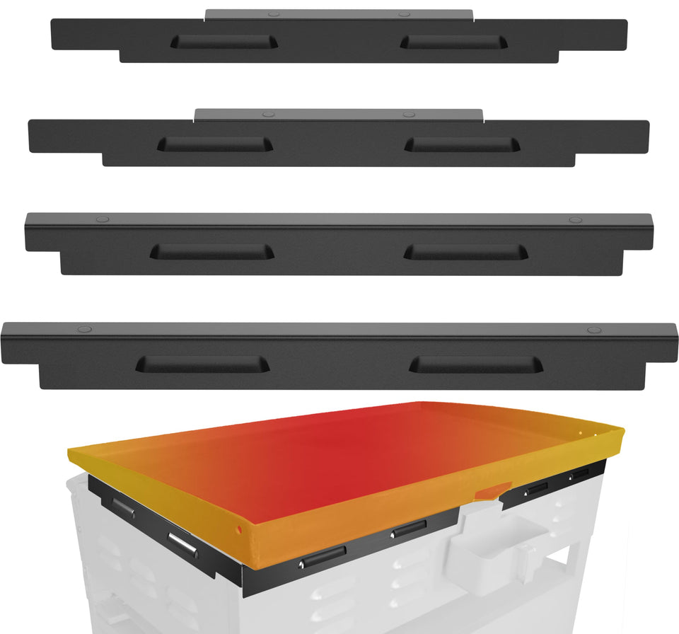 Sivsis magnetic wind guard attached to the bottom edge of a 36-inch Blackstone griddle for stable flame.