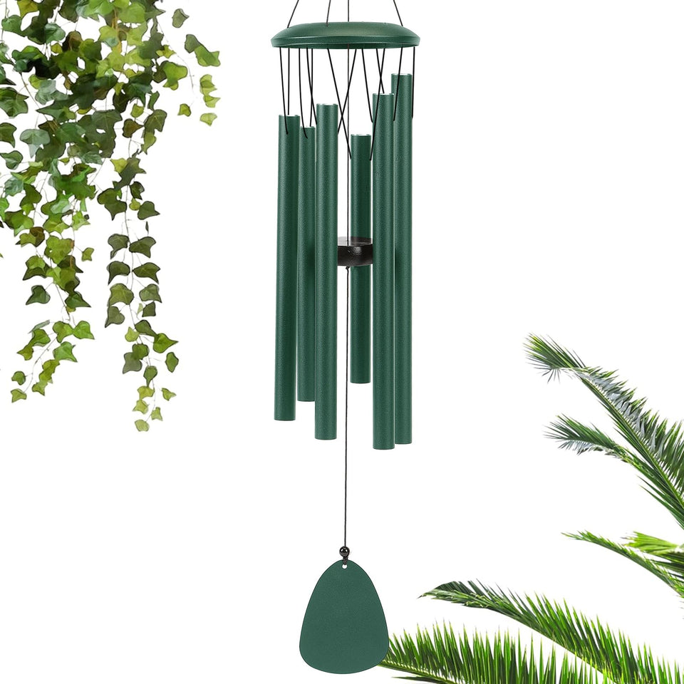 SIXBEE aluminium wind chime 26 inches in green for serene outdoor ambiance