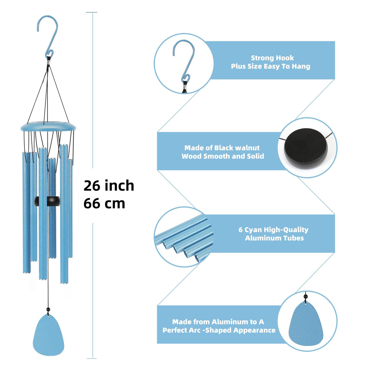 SIXBEE S-shaped hook top; easy hanging for patios or porches.
