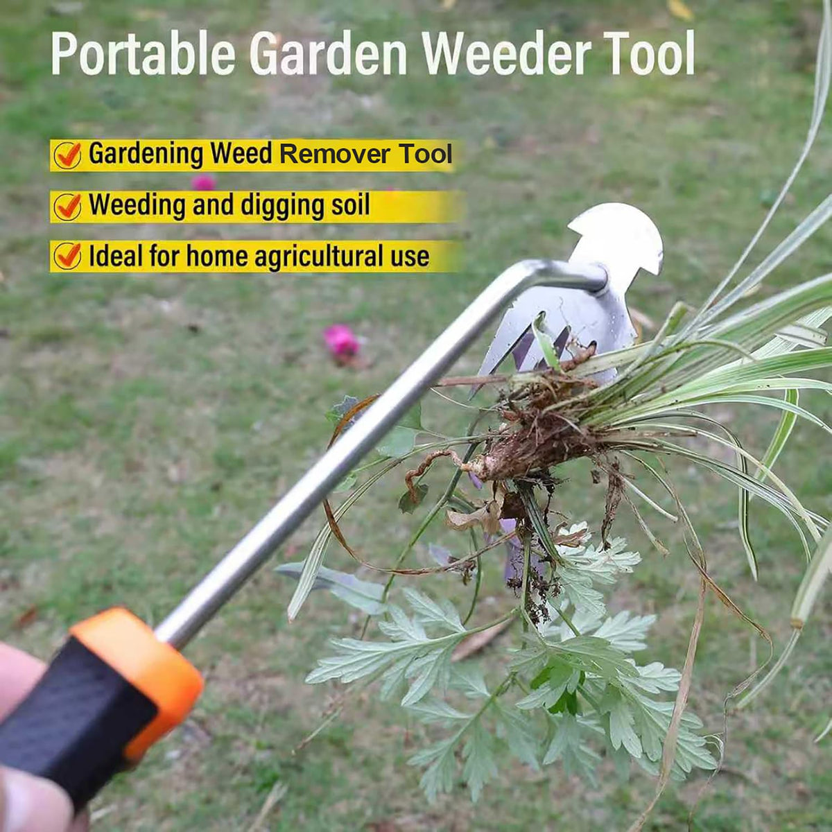 SIXCAR weed remover tool in action for digging and weeding tasks