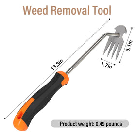 SIXCAR weed remover tool with four-tooth design for root removal