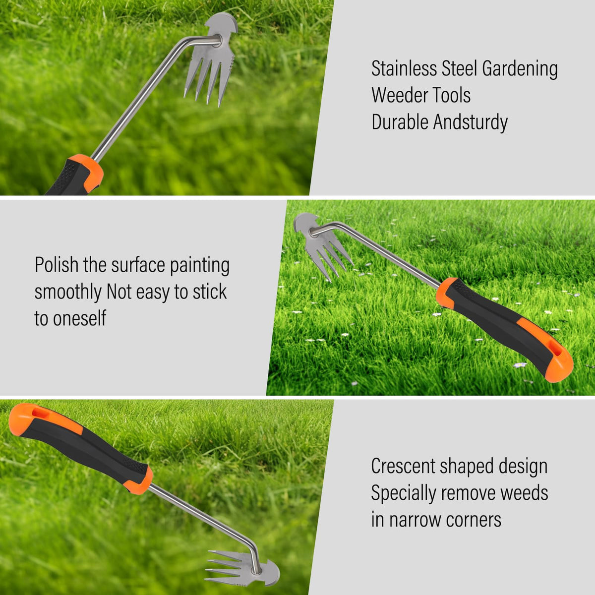 SIXCAR weed remover tool with rubber handle for comfortable grip