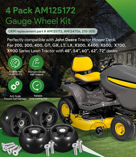 Sixcow AM125172 anti-scalp wheel prevents deck scalp on uneven ground.