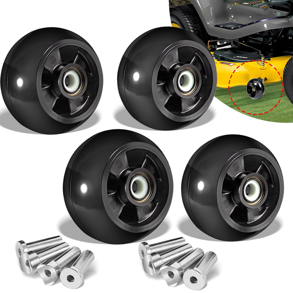 Sixcow AM125172 gauge wheel kit for deck attachment protects turf and maintains height.