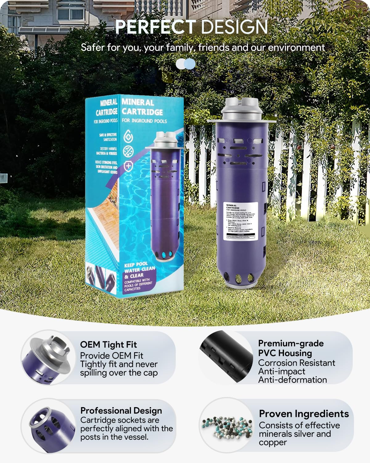 Sixcow mineral cartridge features ceramic ingredients and PVC housing.