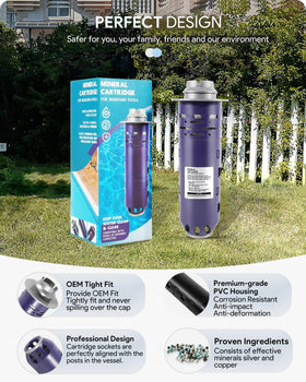 Sixcow mineral cartridge features ceramic ingredients and PVC housing.