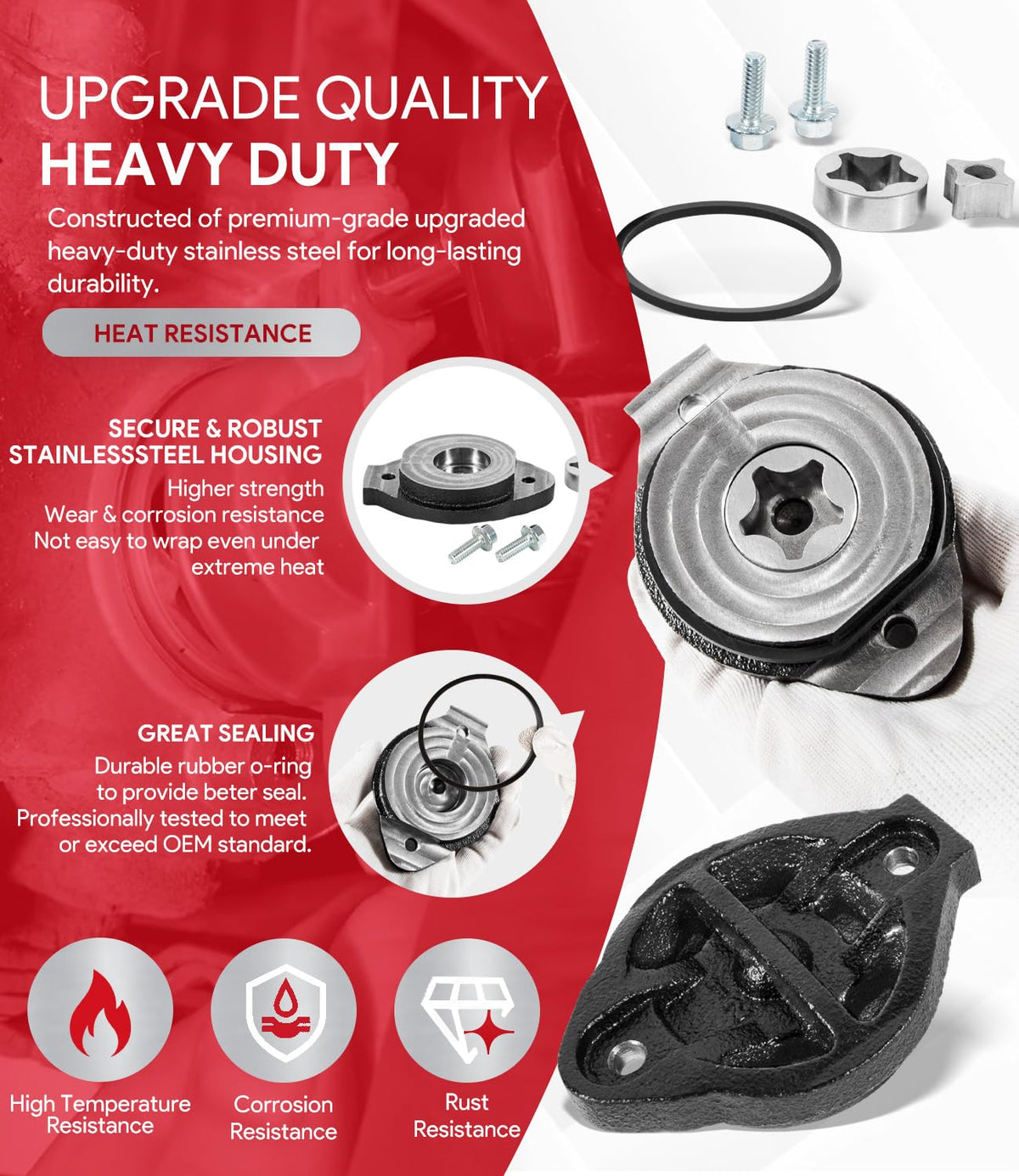Sixcow O-ring provides a better seal and leak resistance.