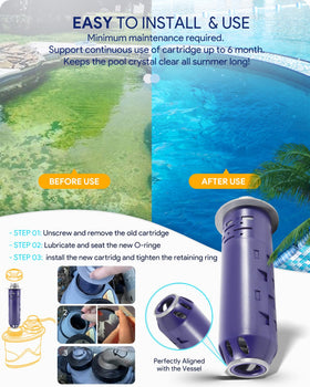 Sixcow pool system compatible up to 45,000 gallons.