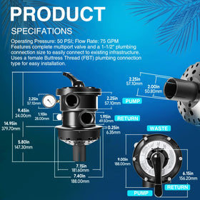 SixCow SP0714T Vari-Flo XL valve with durable ABS construction for outdoor pools