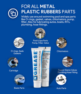 Versatile lubricant for doors, hinges, plumbing, and more beyond pools.