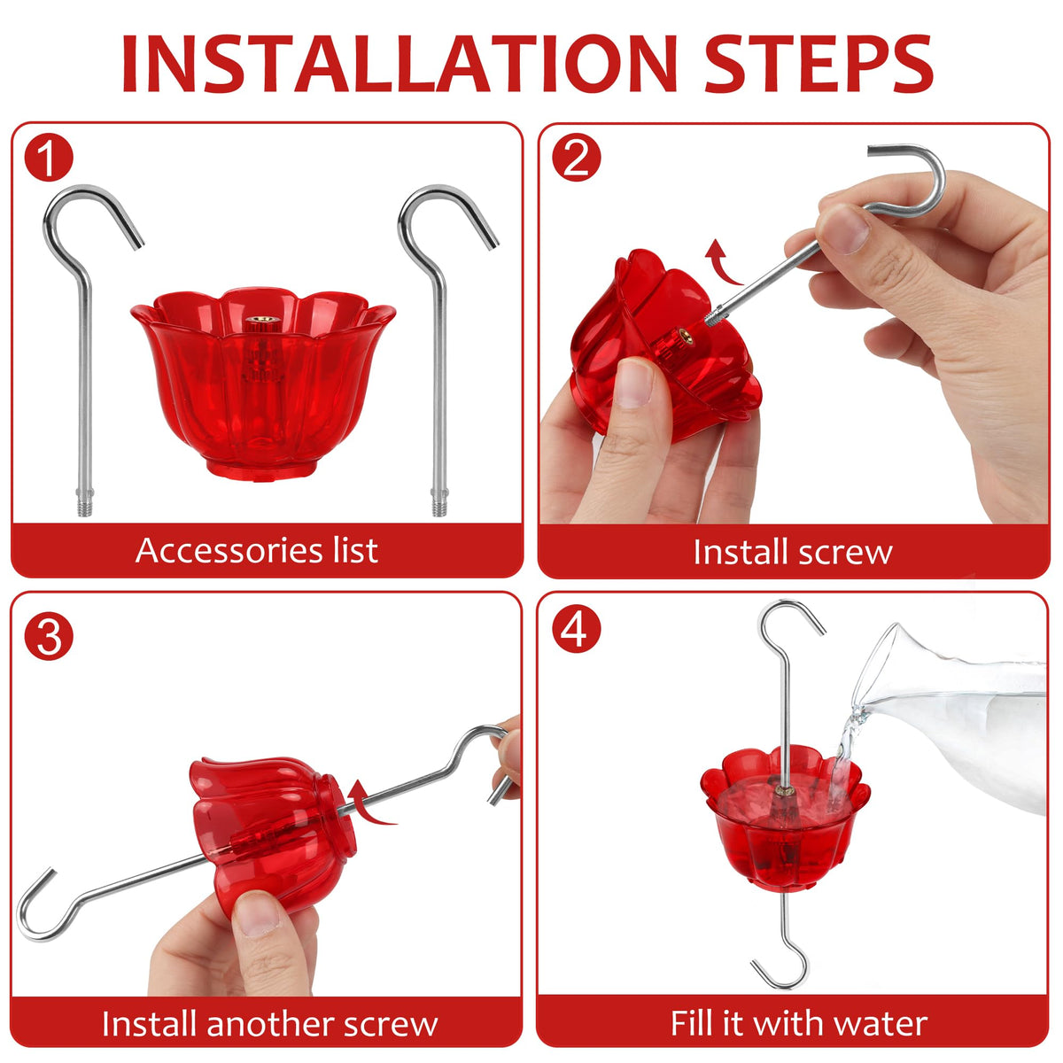 SIXTOYZF red flower design adds backyard decor while protecting nectar.