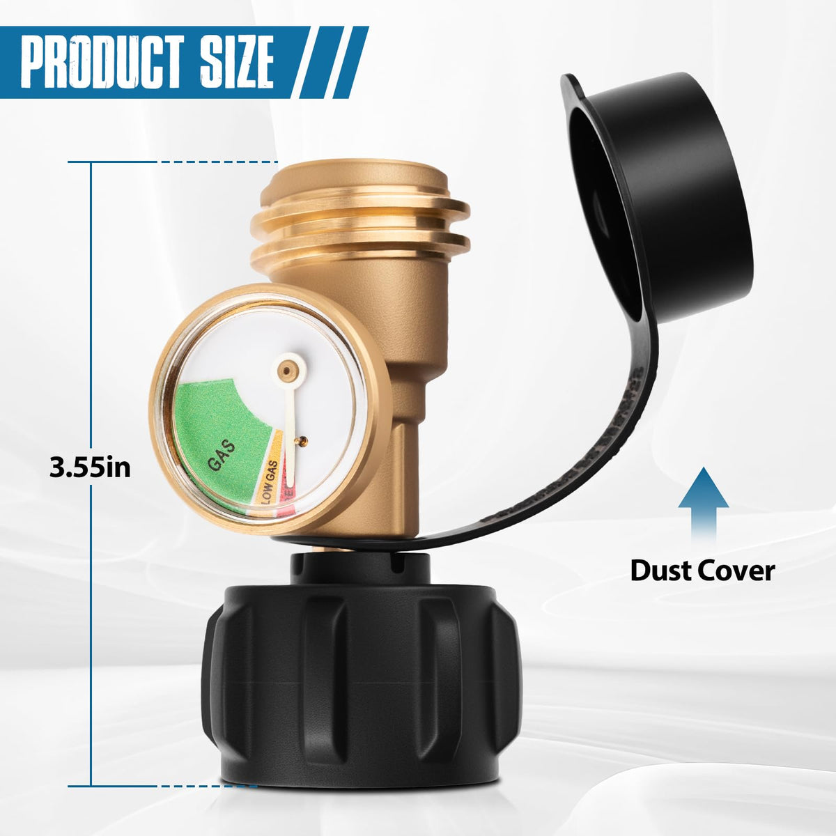 Siziviki color coded dial provides at a glance propane level reference for planning.