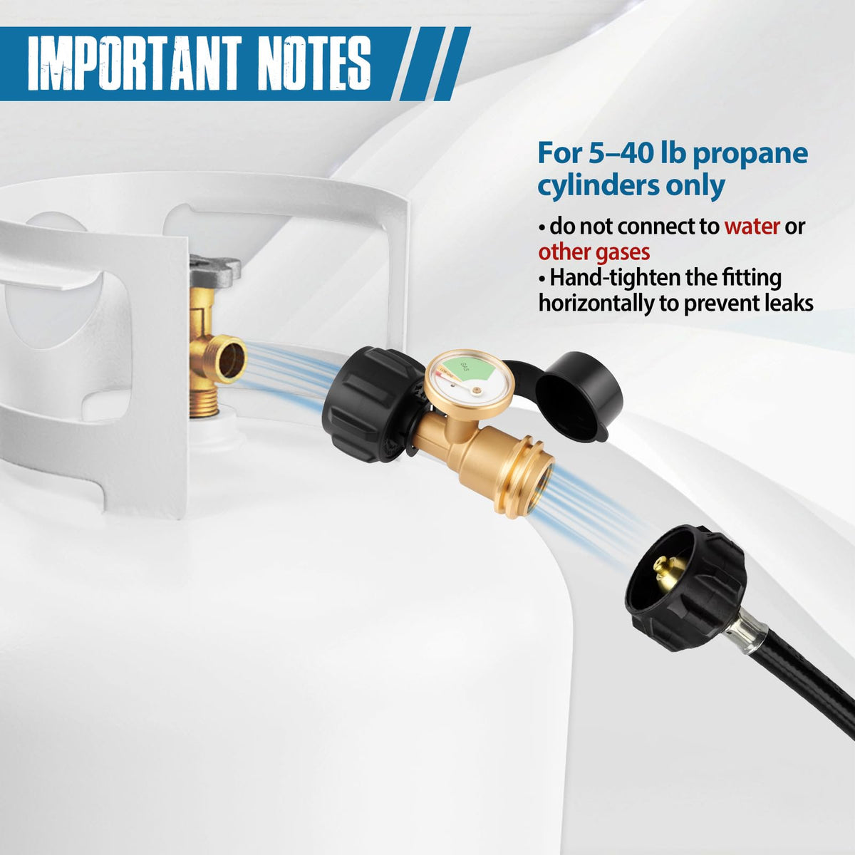 Siziviki universal QCC-1 Type 1 connector suits common propane hardware.