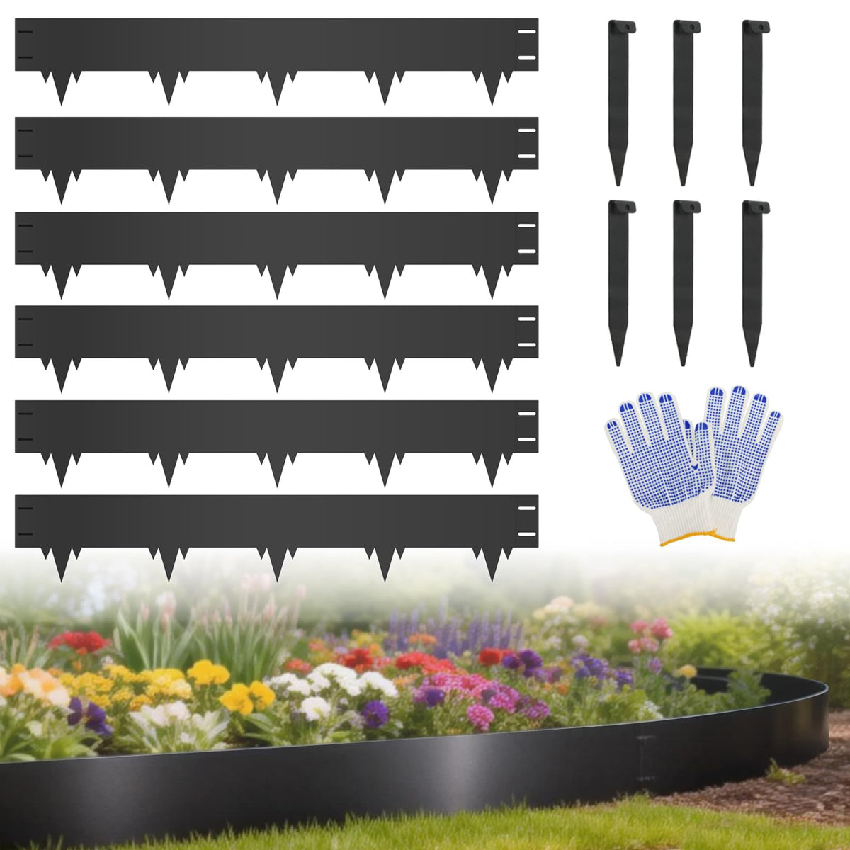 SJPULMO 6-pack metal landscape edging kit defines borders with a clean, professional look.