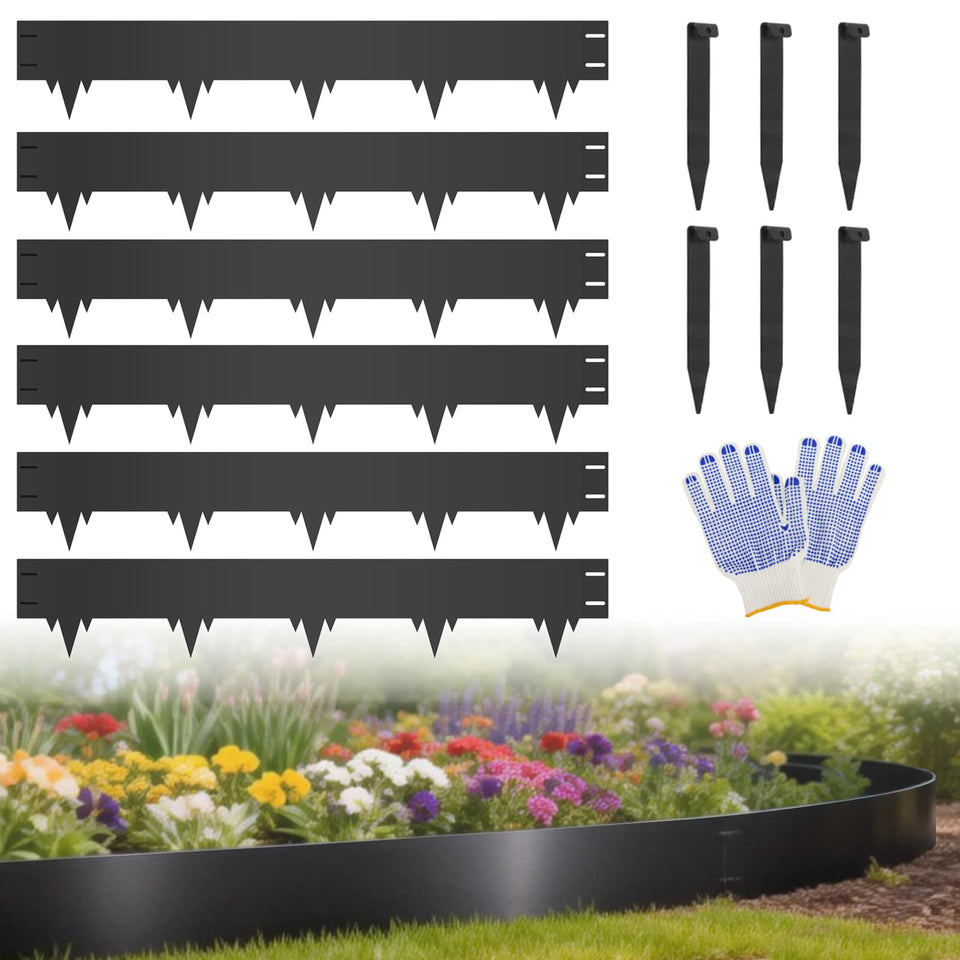 SJPULMO 6-pack metal landscape edging kit defines borders with a clean, professional look.