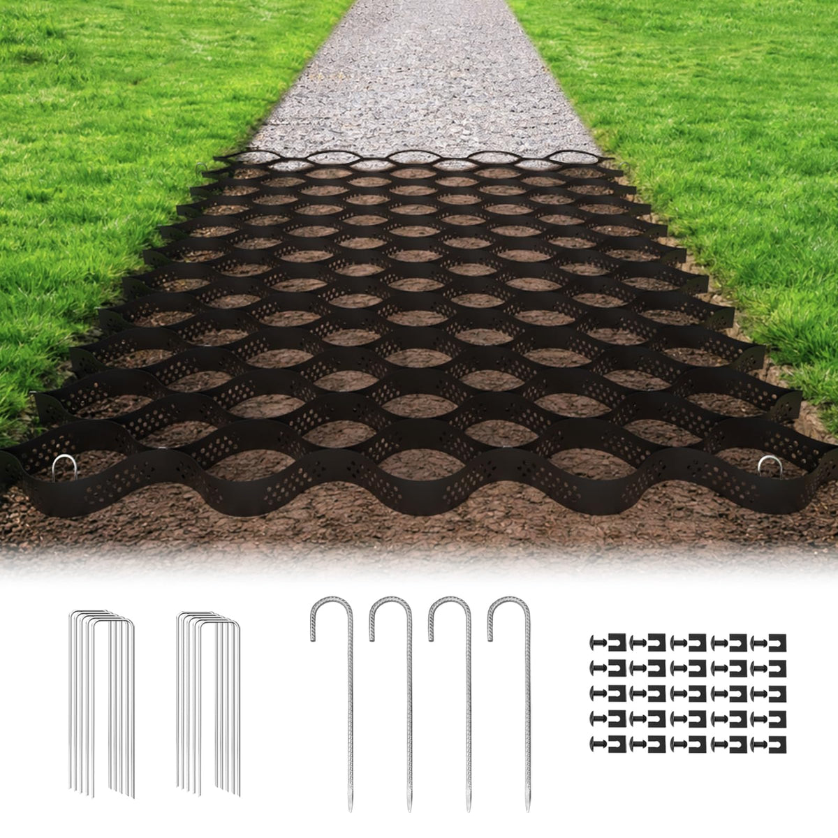 SJPULMO gravel grid ready for installation, showcasing 2-inch depth stability.