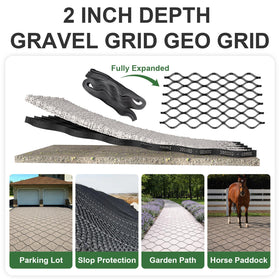 SJPULMO gravel grid on patio provides erosion control.