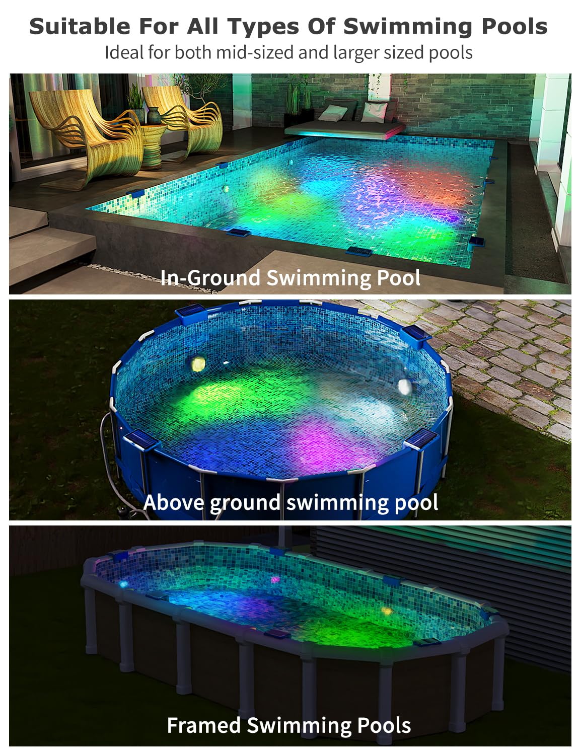Skairipa pool light remote control enables color and mode selection up to 33 feet.