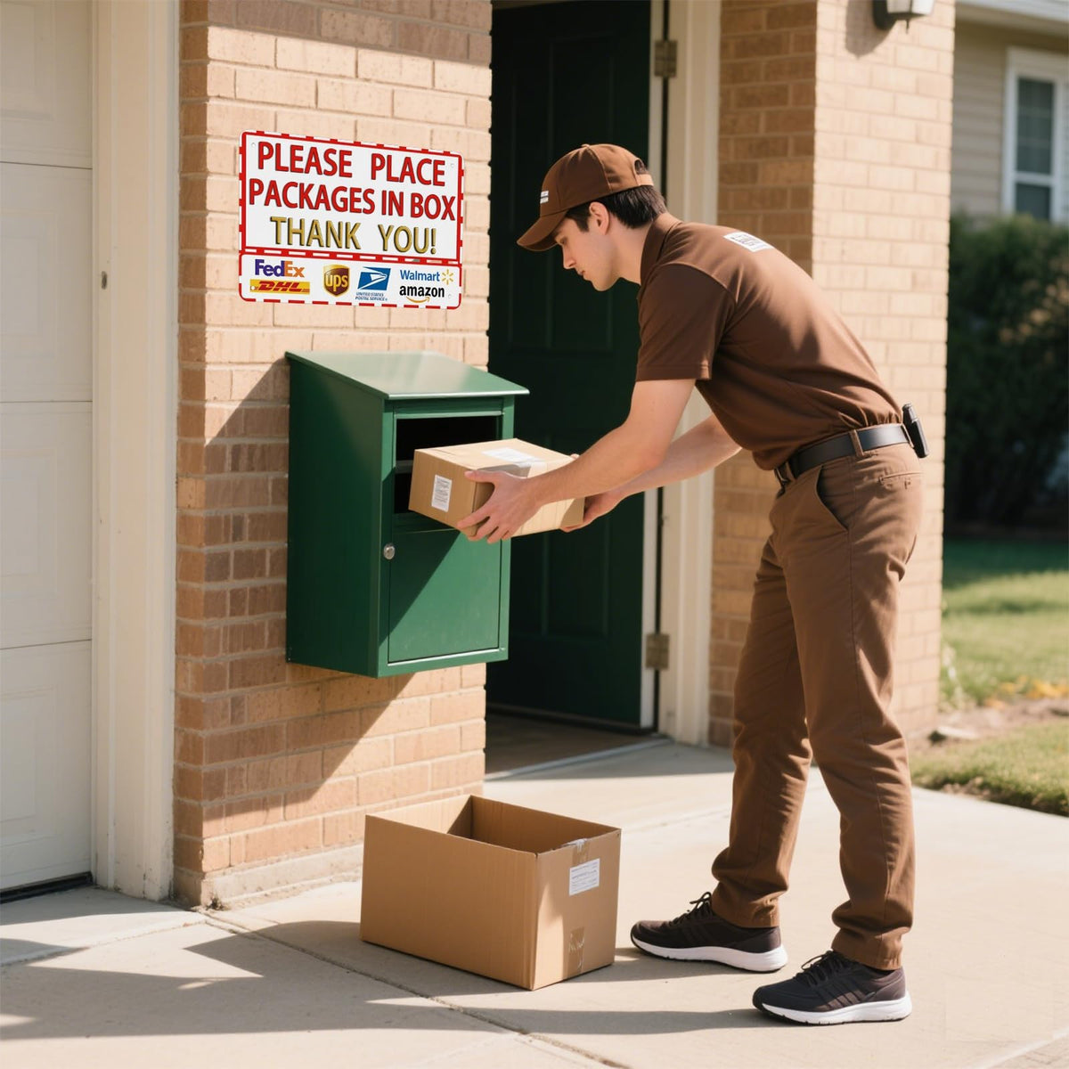 SKDSArts packages delivery instructions sign, weatherproof metal for long-lasting porch visibility.