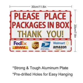 SKDSArts red package delivery sign outdoors, enhances curbside clarity and efficiency.