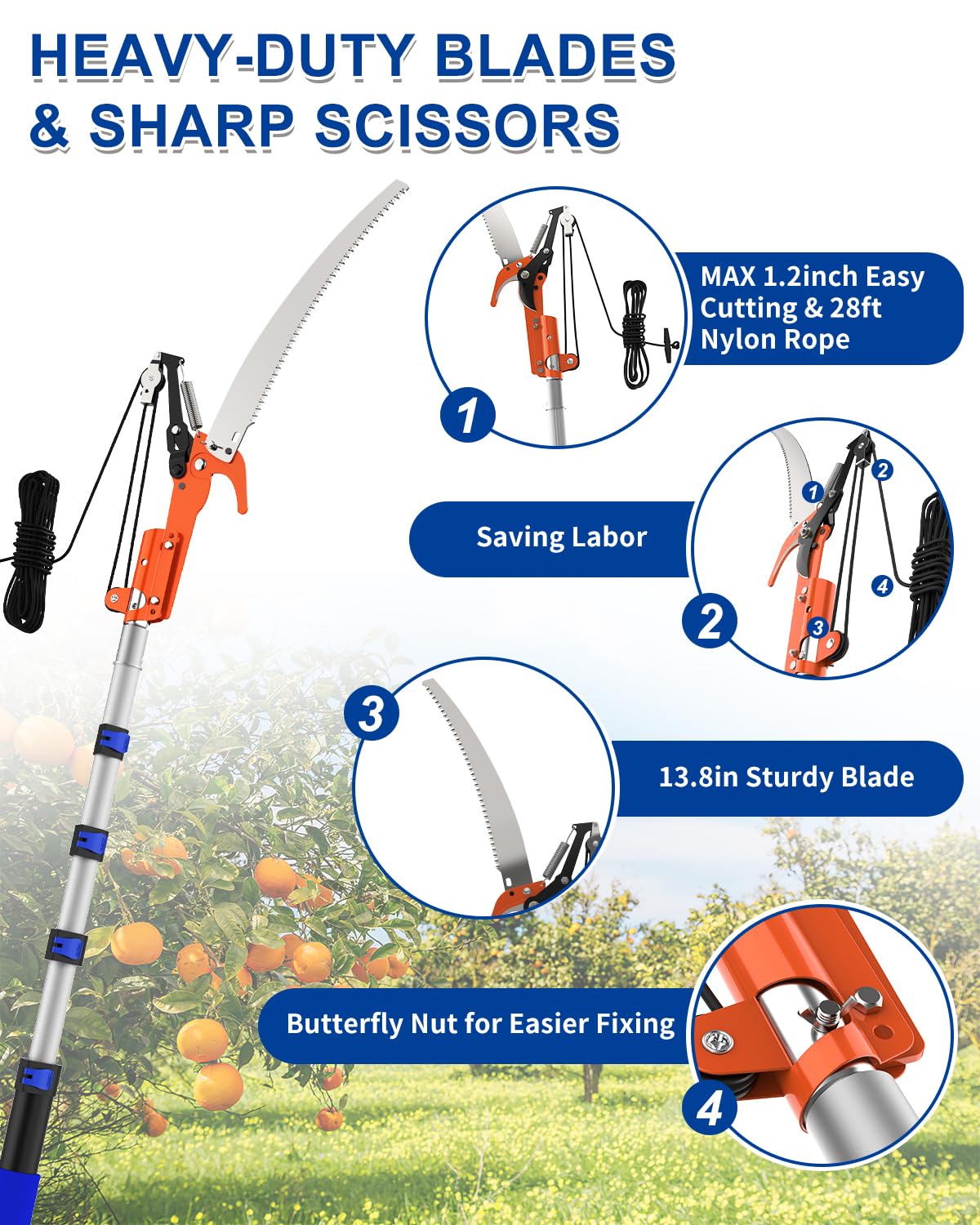 SKGPOLE sharp steel blade and scissors enable efficient pruning