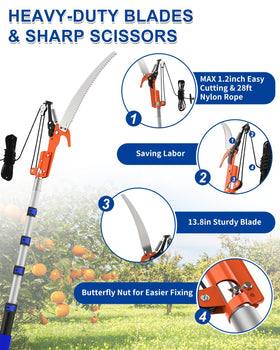 SKGPOLE sharp steel blade and scissors enable efficient pruning