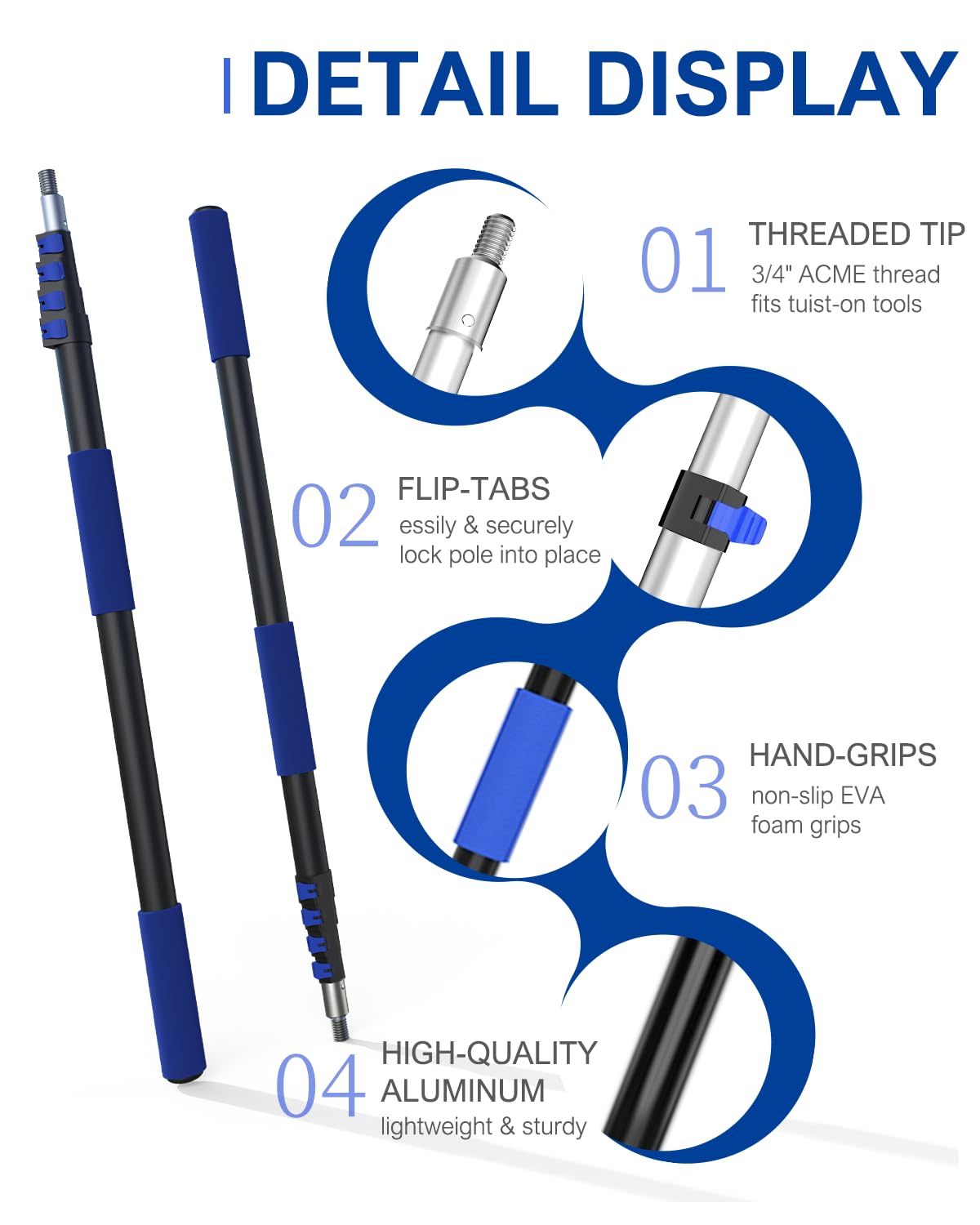 SKGPOLE universal 3/4 inch thread tip enables quick attachment changes
