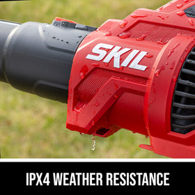 Skil ipx4 weather resistant blower image emphasizes durability.