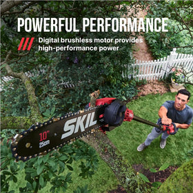 SKIL PWR CORE 40 auto-lubricating chain reduces friction during trimming.