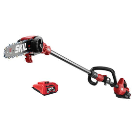 SKIL PWR CORE 40 pole saw extended telescoping shaft for high reach during pruning.