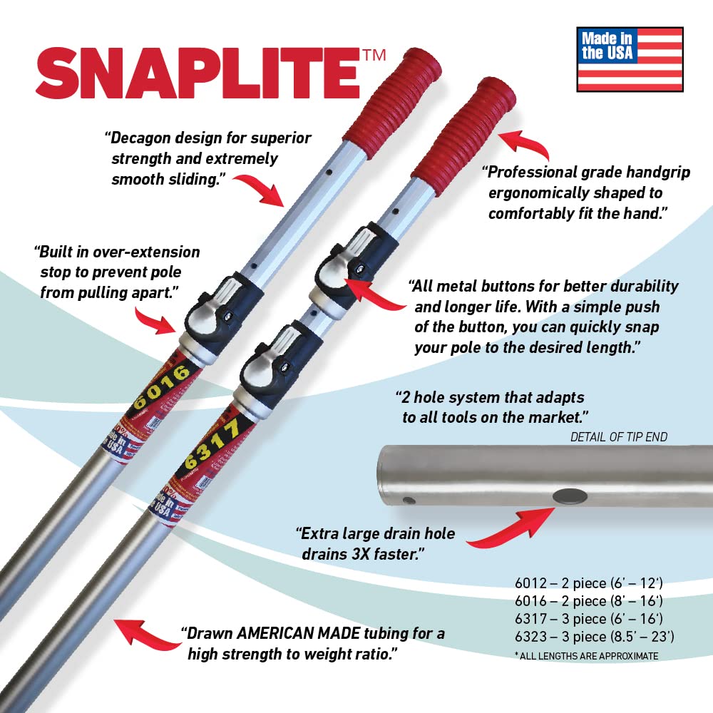 SKIMLITE Snaplite decagon design adds strength and smooth telescoping