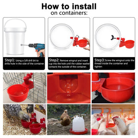 SKWIRRLE water cup in use provides continuous access for the flock.