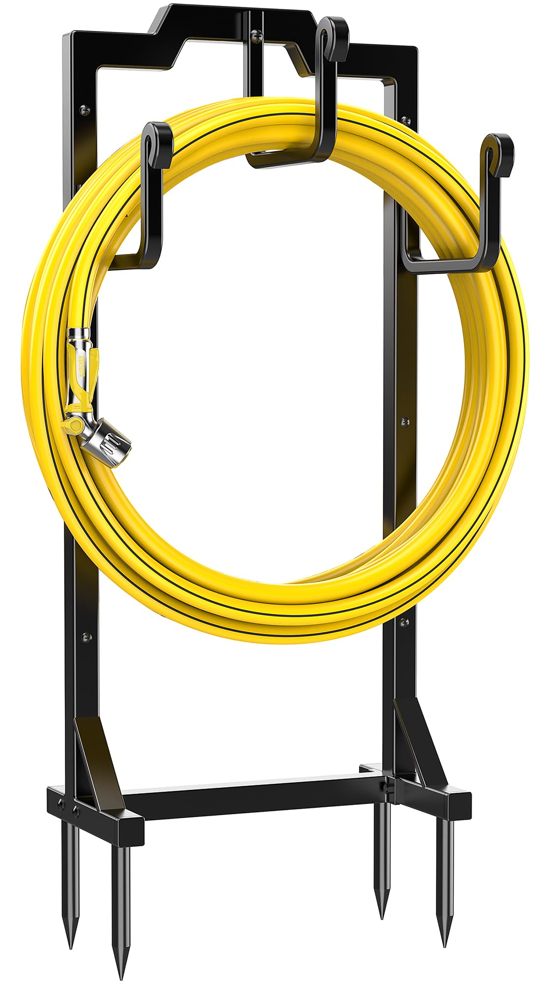 Skycarper garden hose reel holder in black stand keeps hose organized and ready