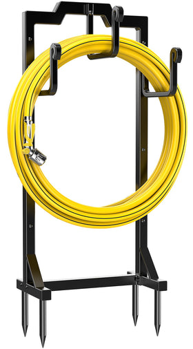 Skycarper garden hose reel holder in black stand keeps hose organized and ready