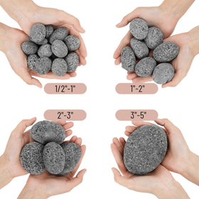 Skyflame lava rock pebbles in garden landscape decor for natural beauty