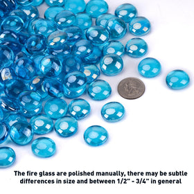 Skyflame Caribbean Blue fire glass close-up showing rich luster.
