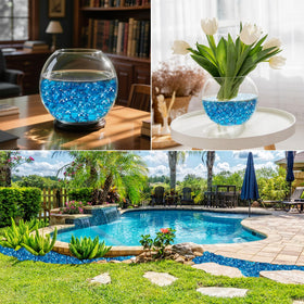 Skyflame Caribbean Blue fire glass packaging for easy setup.