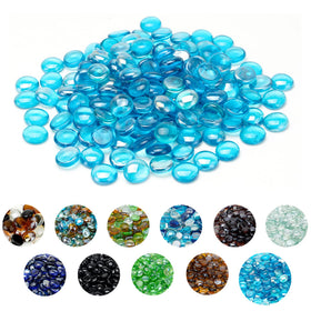 Skyflame Caribbean Blue fire glass beads in a pit for dramatic ambiance.