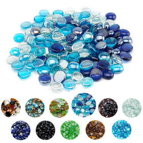 Skyflame cobalt blue fire glass beads glow vividly in a pit