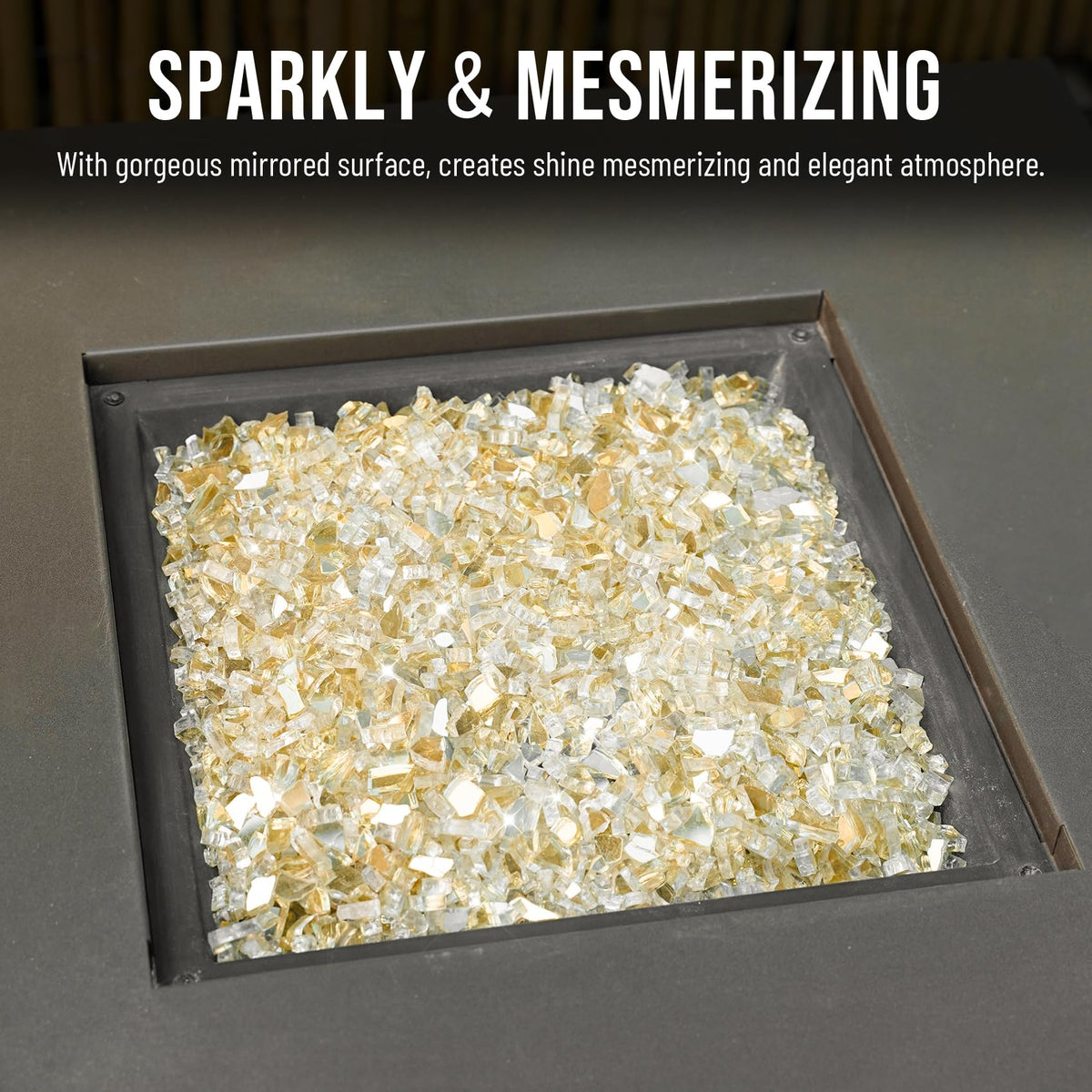 Skyflame glass luster detail captures shimmering texture on the surface.