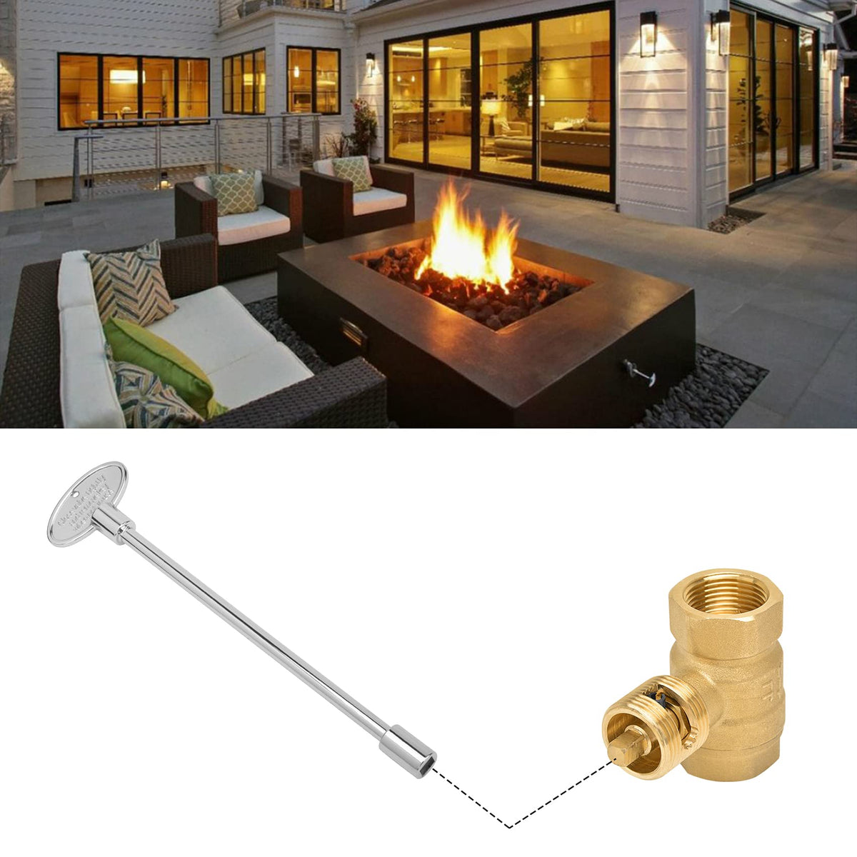Skyflame polished chrome finish on valve key for style and durability